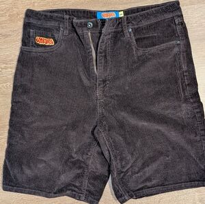 Empyre Corduroy Shorts with Embroidered Logo (Black)